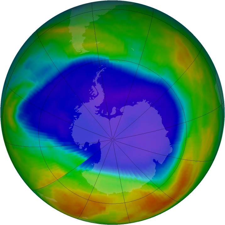 Antarctic ozone map for 14 September 1996